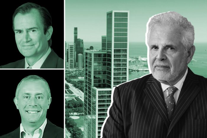 PGIM's Jacques Chappuis, New York Life Insurance's Craig L. DeSanto; Crescent Heights' Russell Galbut with NEMA Chicago, 1210 S. Indiana Avenue