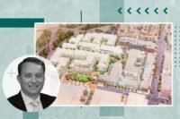 AMLI Residential CEO Fred Schreiber with a rendering of plans for 100 West Walnut Street