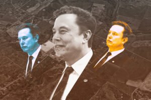 Elon Musk and an aerial of FM 969 in Bastrop