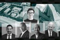 Citigroup’s Jane Fraser, Blackstone Real Estate's Nadeem Meghji, Fort Partners’ Nadim Ashi, Blackstone’s Stephen Schwartzman and JPMorgan’s Jamie Dimon with the Four Seasons Palm Beach and the East Miami hotel at 788 Brickell Plaza