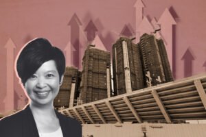 Hong Kong Secretary for Housing Winnie Ho with Sierra Sea construction exterior