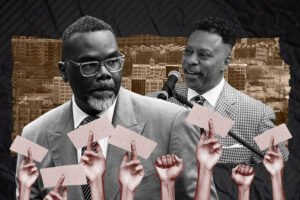 Mayor Brandon Johnson and CHA board head Keith Pettigrew
