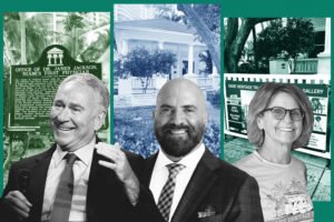 Citadel's Ken Griffin, Commissioner Damian Pardo, Dade Heritage Trust's Christine Rupp with 190 Southeast 12 Terrace