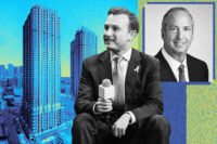 Alex Witkoff of Witkoff and Theodore Koenig of Monroe Capital with a rendering of 700 North Miami Avenue