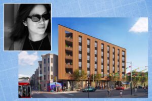 Wong Logan Architects’ Marcy Wong and a rendering of plans for 3230 24th Street