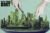 New York City skyline; hand holding cutlery