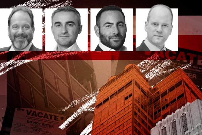 From left: Andrew Heiberger of Buttonwood, Robert Rahmanian and Lou Adler of Real New York, Douglas Wagner of Bond New York with 235 East 42nd Street