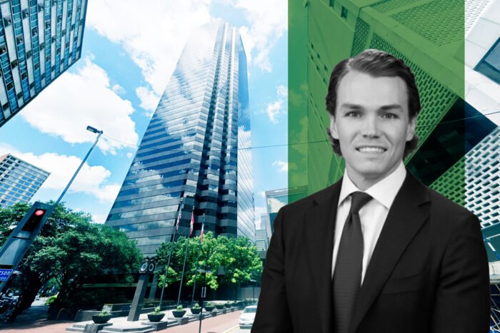 Cushman & Wakefield's Matt Murphy with Ross Tower at 500 North Akard Street in Dallas