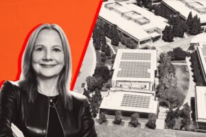 General Motors CEO Mary Barra wih 3411 Hillview Avenue aerial
