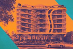 Rendering of 70-unit apartment complex at 555 College Avenue