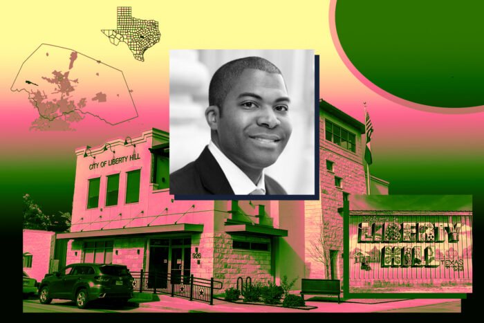 Griffin Swinerton Executive Vice President Korin Crawford with downtown Liberty Hill