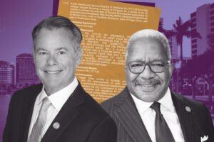 Commissioner Stephen Sylvester and Mayor Keith James